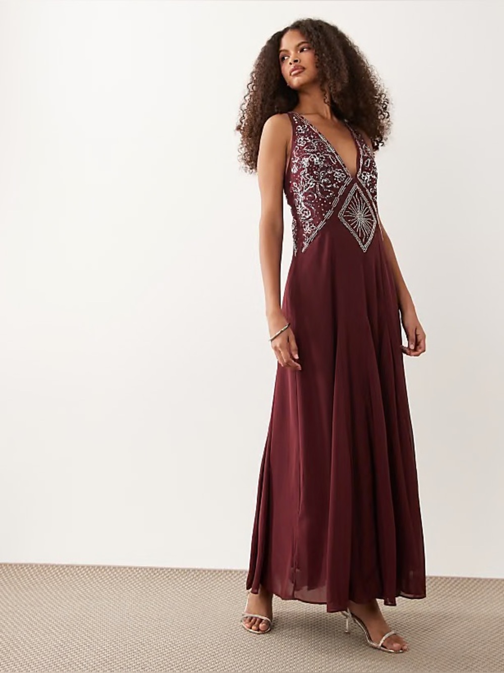 NWT Abercrombie Beaded Sequin Halter Maxi Dress M $200
